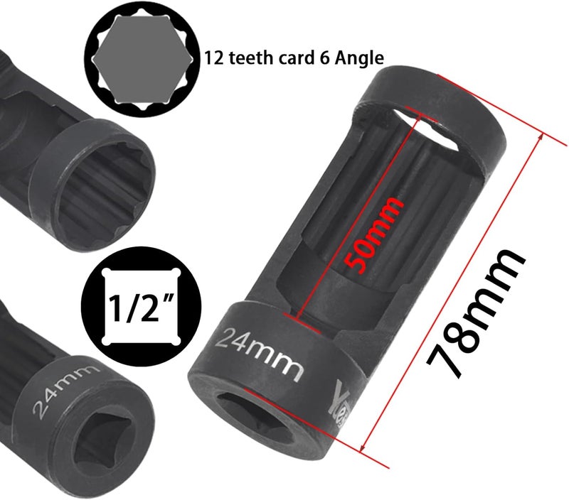 Yuesstloo Suspension Strut Socket Tool, Strut Nut Socket 16mm 18mm 19mm 21mm 22mm 24mm with 12 Point 1/2" Drive, Suspension Spreader Set 8pc Shock Absorber Tool - Image 2